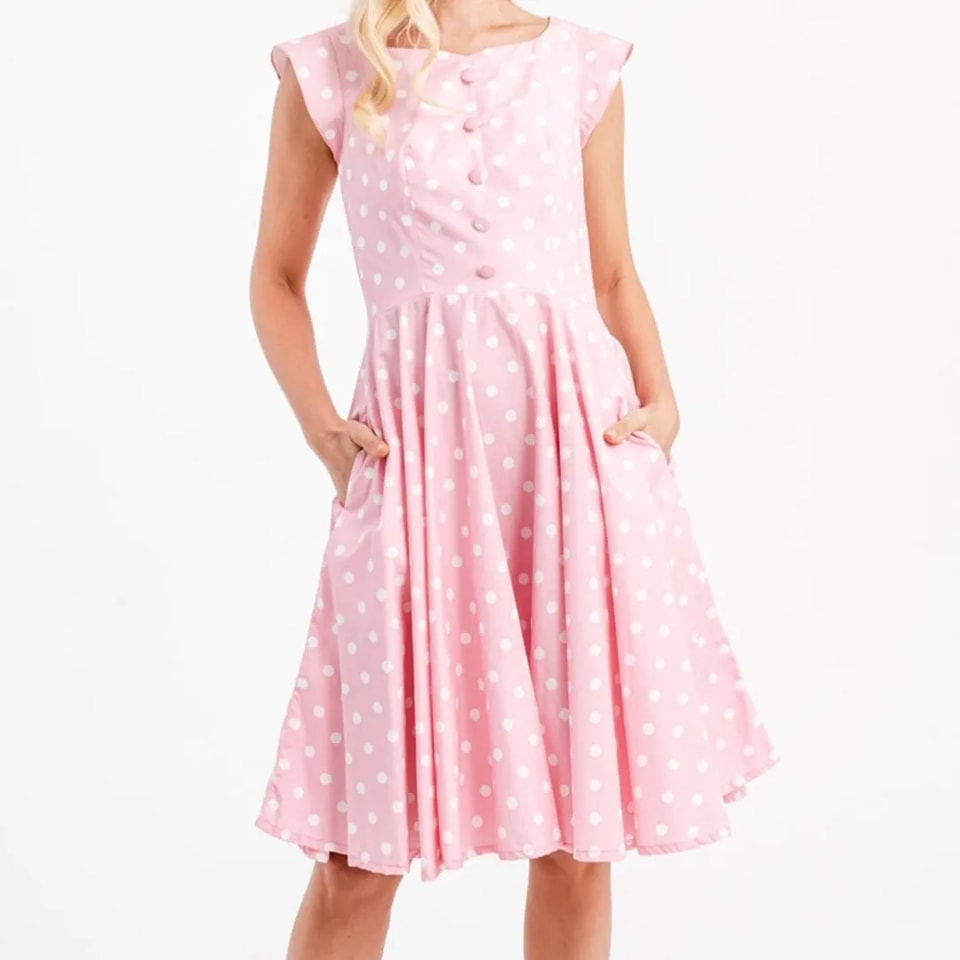 POISON IVY PIN UP ~ PINK POLKA DOT DRESS