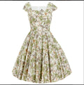 POISON IVY PIN UP ~ TROPICAL FLORAL DRESS (WHITE)