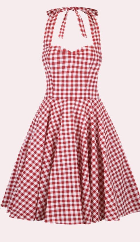POISON IVY PIN UP~ RED CHECK DRESS