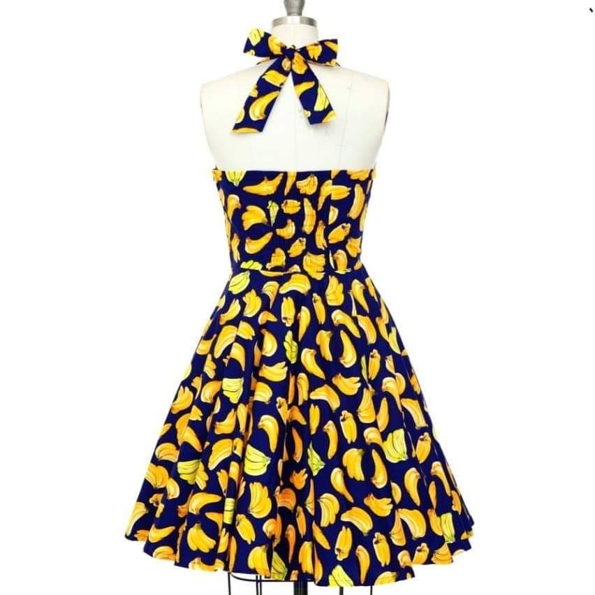 POISON IVY PIN UP ~ BANANA HALTER DRESS
