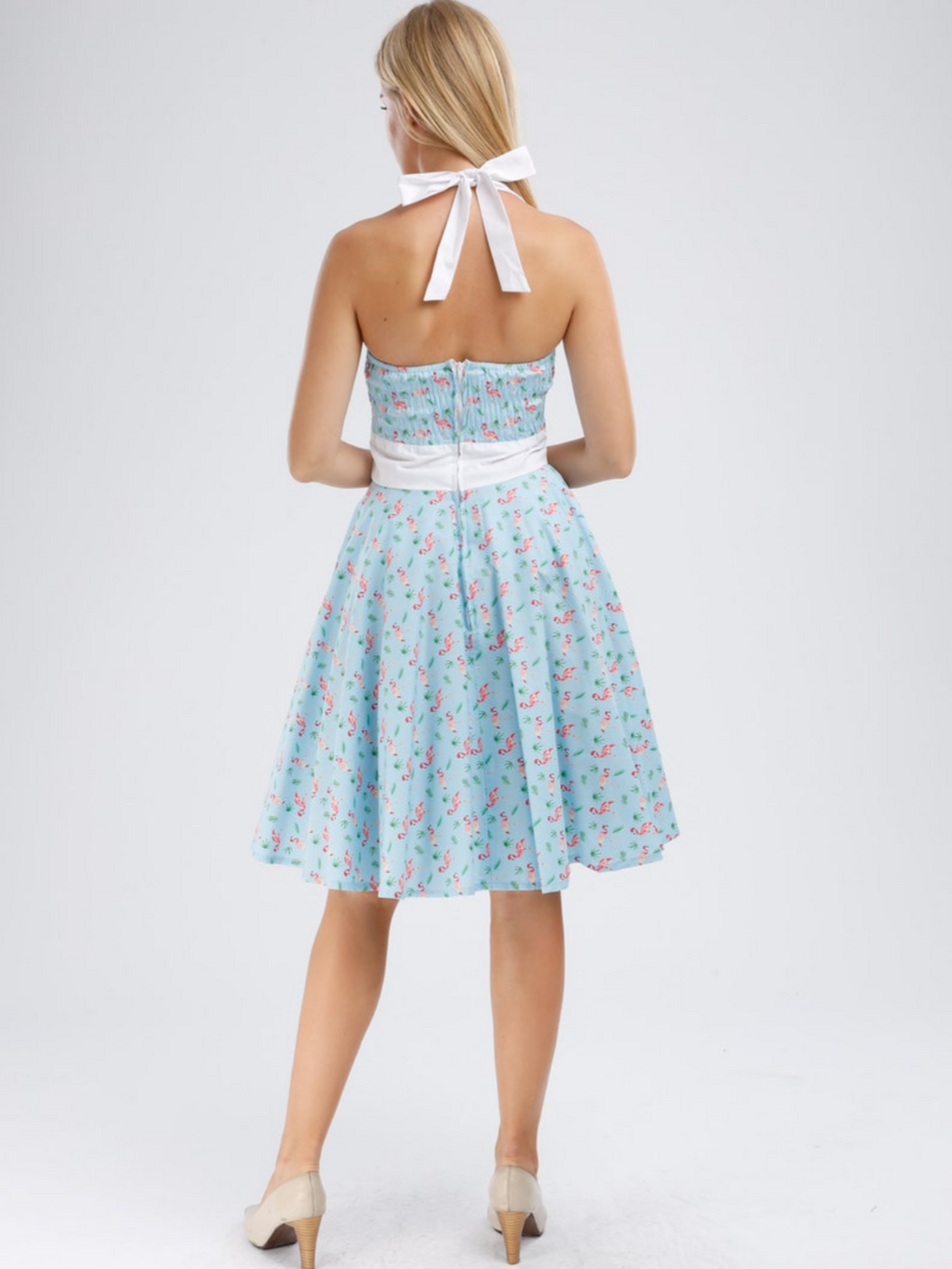 POISON IVY PIN UP ~ PRETTY FLAMINGO HALTER DRESS