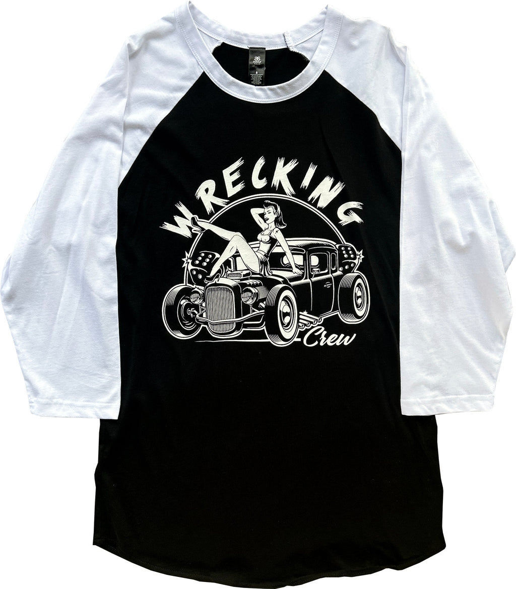 WRECKING CREW ~ BETTY HOTROD RAGLAN T-SHIRT