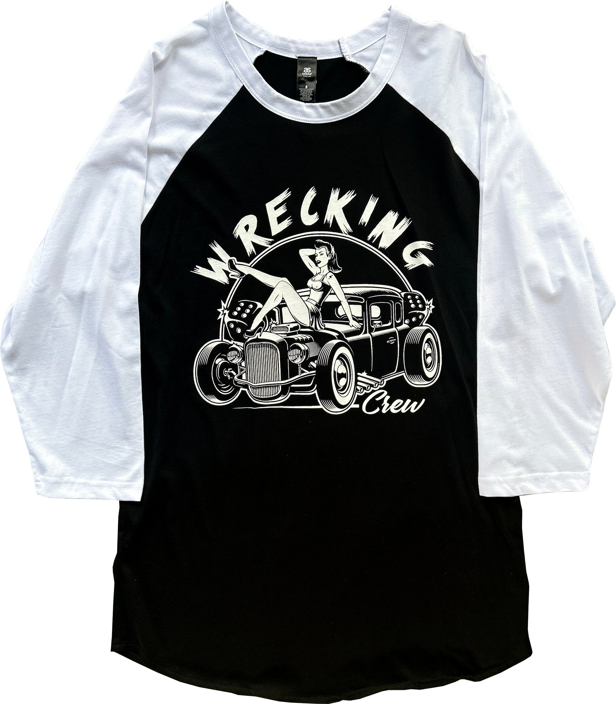 WRECKING CREW ~ BETTY HOTROD RAGLAN T-SHIRT